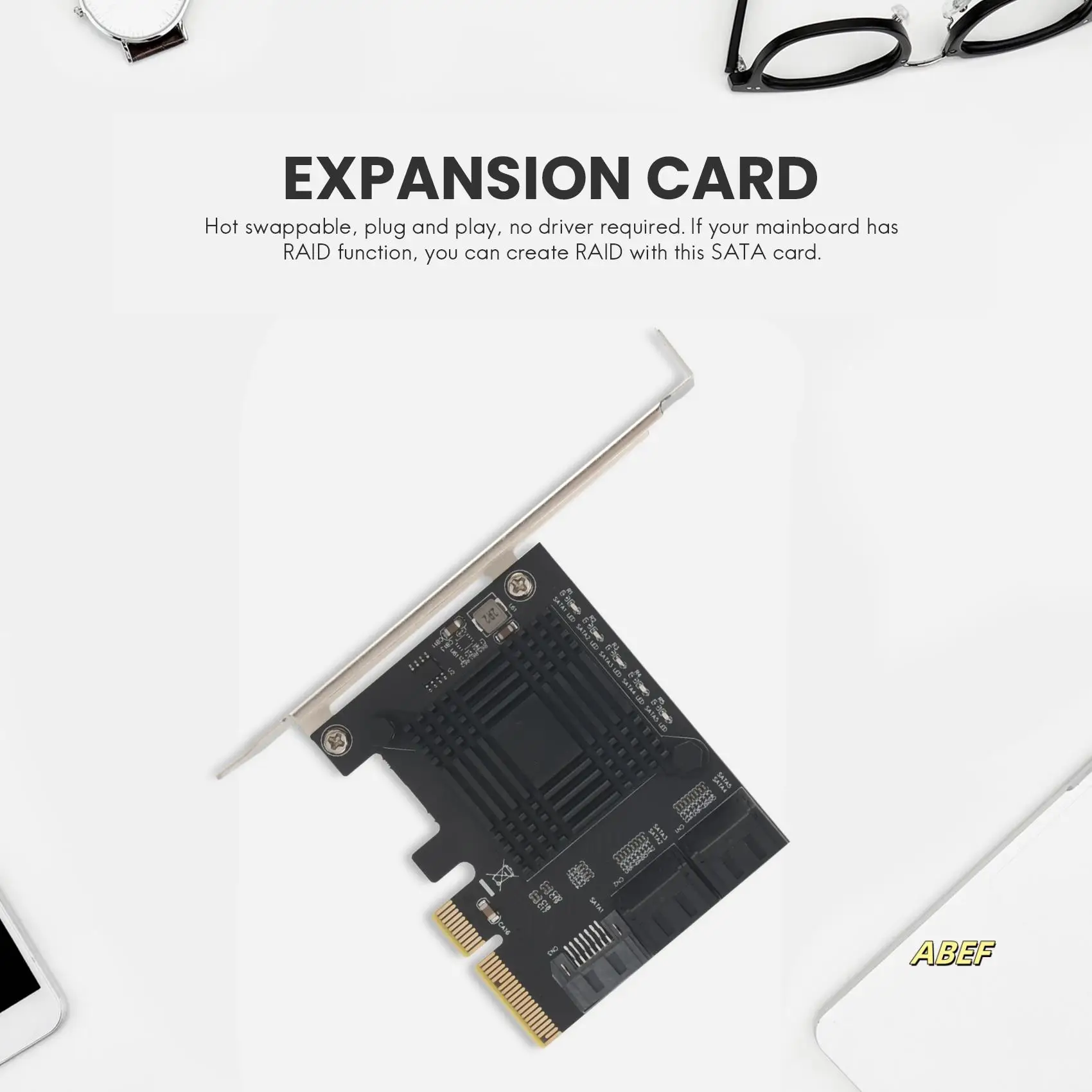 

PCIE To 5-Port SATA III 6 Gbps SATA Controller Expansion Card Computer Chassis Adapter Card JMB585 With 5 Cables