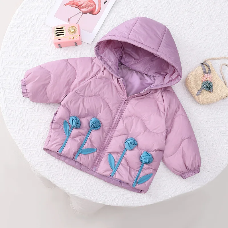 Jaket Hoodie tebal anak-anak, mantel parka musim dingin anak perempuan, pakaian luar hangat 1 hingga 6 tahun untuk bayi perempuan