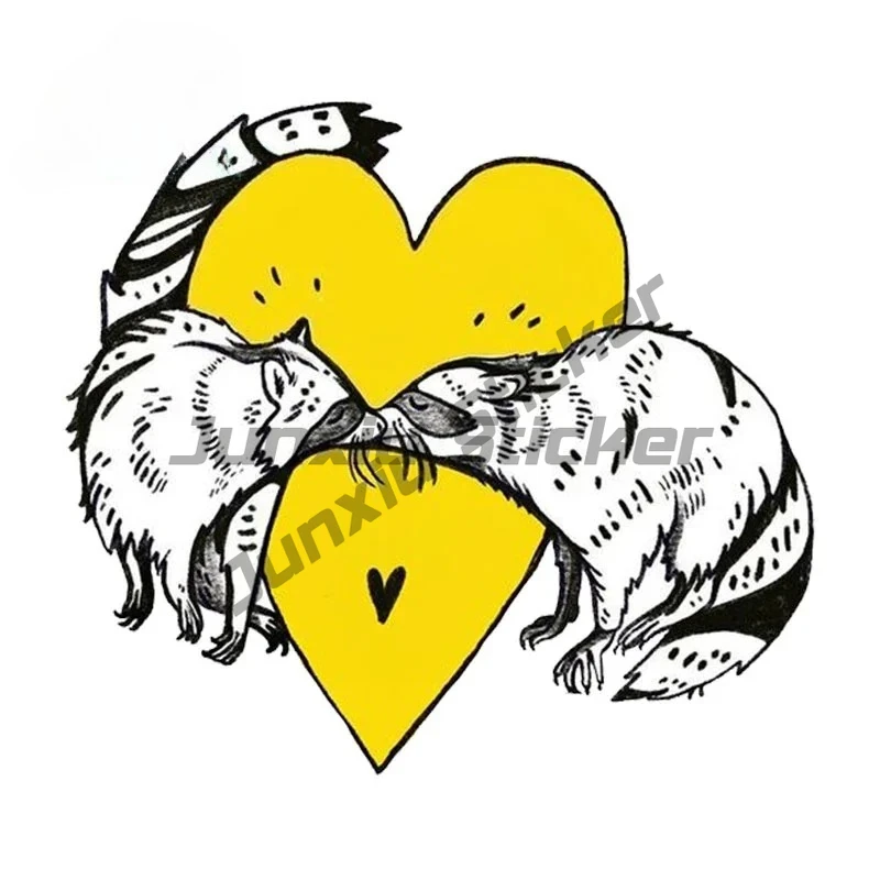 

For Raccoon Love Heart Car Stickers Sunscreen Waterproof Decals Car Label Windows Windshield Decor