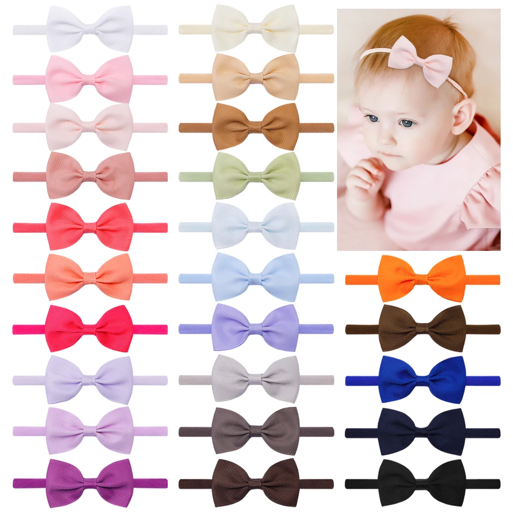 2/6/10Pcs/Set Solid Color Kids Headwear Elastic Hair Bands for Baby Cute Ribbon Bowknot Headband Infant Girls Hair Accessories