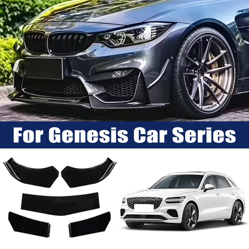 5Pcs ABS Front Bumper Lip Body Kit Spoiler Splitter Canard Trim Exterior Accessories For Genesis G70 G80 G90 GV60 GV70 GV80