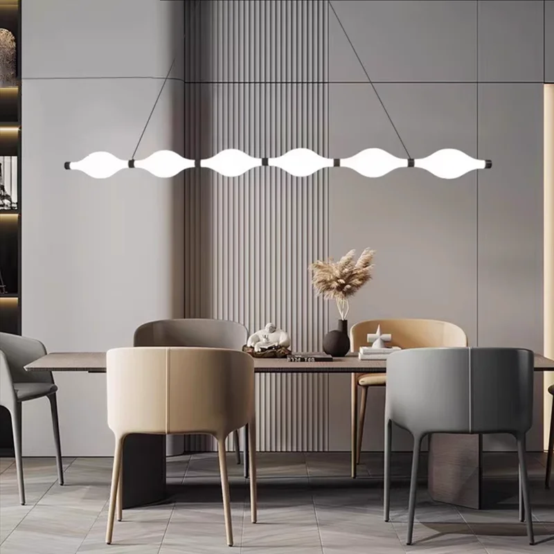 

Italian Style Long Strip Chandelier Creative Designer Pendant Lamps for Dining Room Bar Office Showroom Cafe Loft Decor Lighting