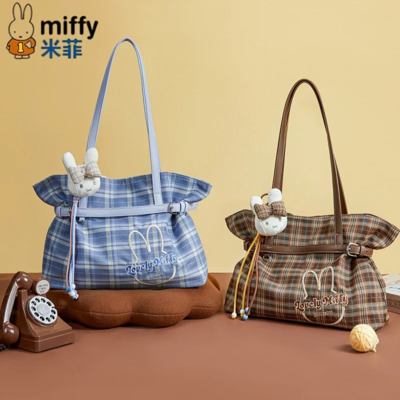 

В наличии: Новая сумка-тоут Miffy в клетку, большая вместительная холщовая сумка через плечо для поездок на работу, коллекционная серия украшений и подарков