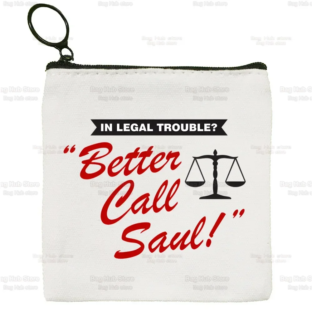 Better Call Saul Breaking Canvas Coin Purse Canvas Bag Small Square Key Bag Storage Card Cartoon Coin Bag