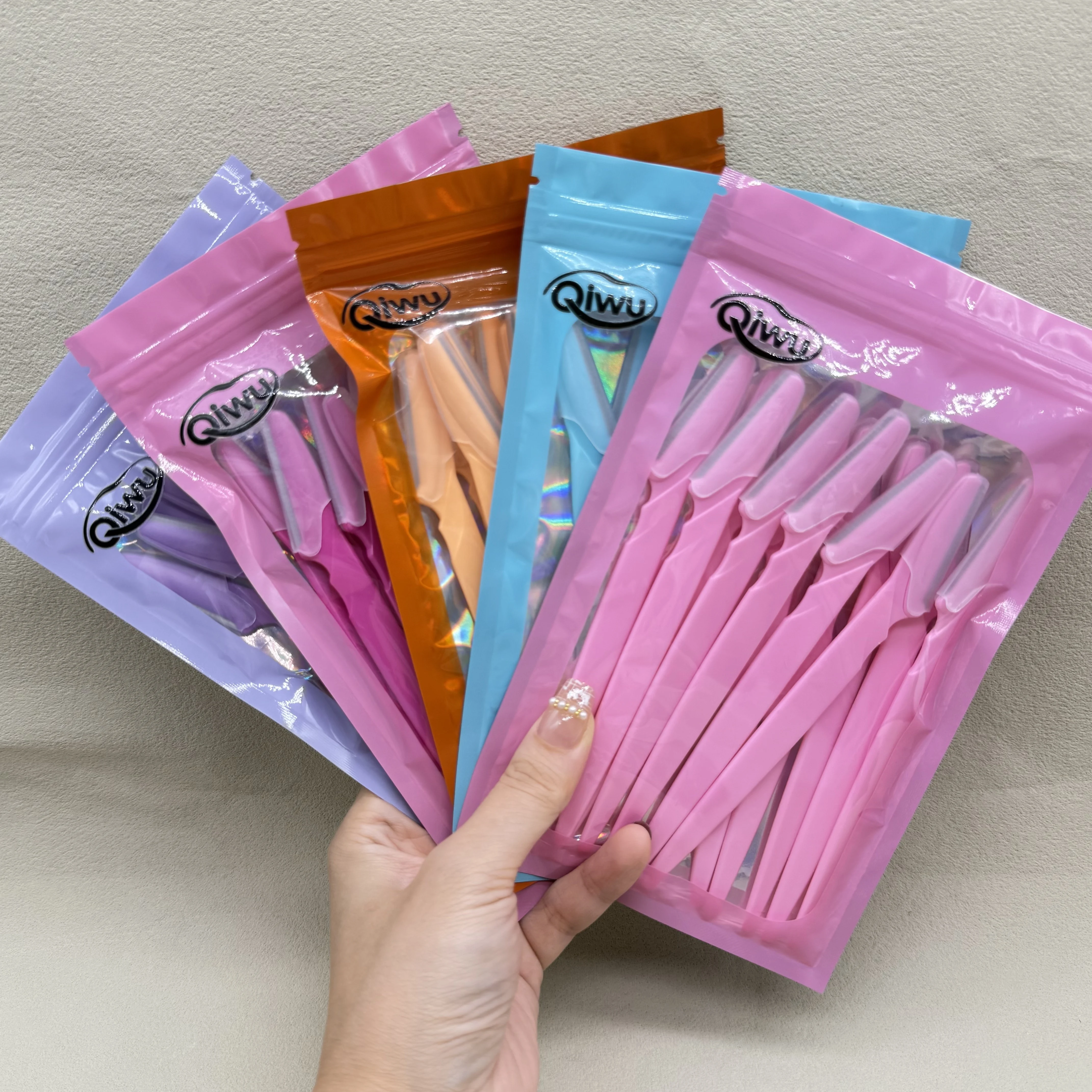 QIWU 12個入り 眉毛トリマー フェイスブレードシェーバー ポータブル 眉毛脱毛 安全 眉毛カット 女性用メイクツール