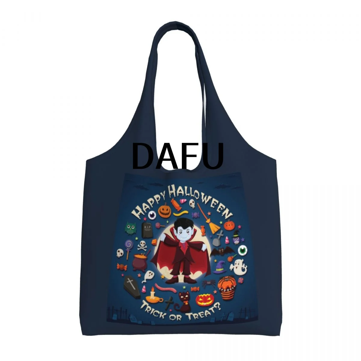 

Happy Halloween Funny Halloween Print Cotton Tote Bag - Casual Commuter Shoulder Bag for Work Grocery Shopping Trick or Treat