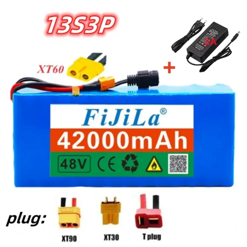 

13S3P 18650 48V battery 42000mAh, one set of 1000W high-power electric BMS with+54.6V 2A charger