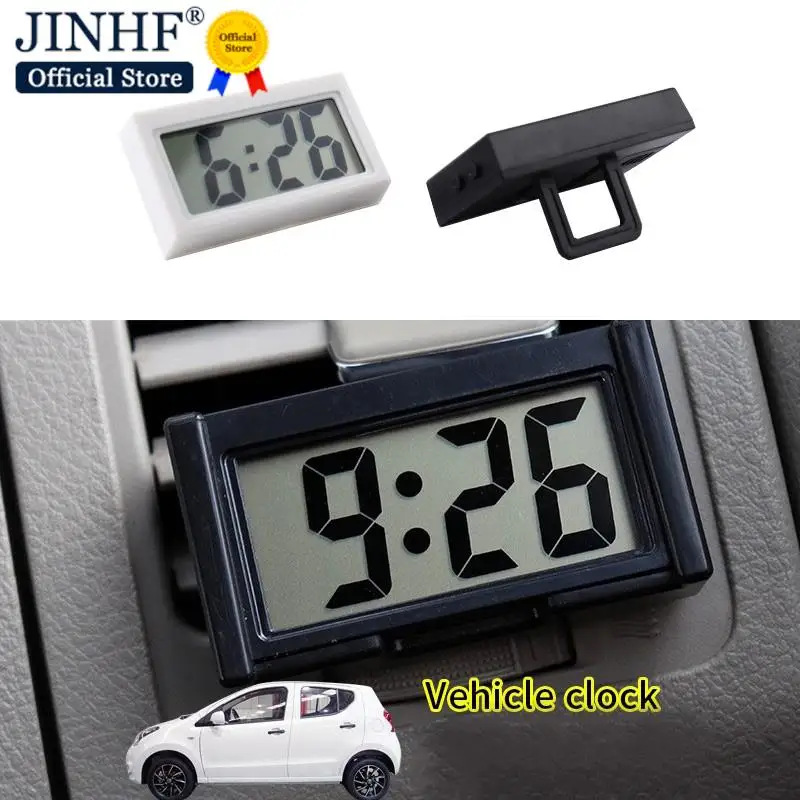 Car Dashboard Digital Clock - Vehicle Adhesive Clock with Jumbo LCD Time & Day Display - Mini Automotive Stick On Watch for Car