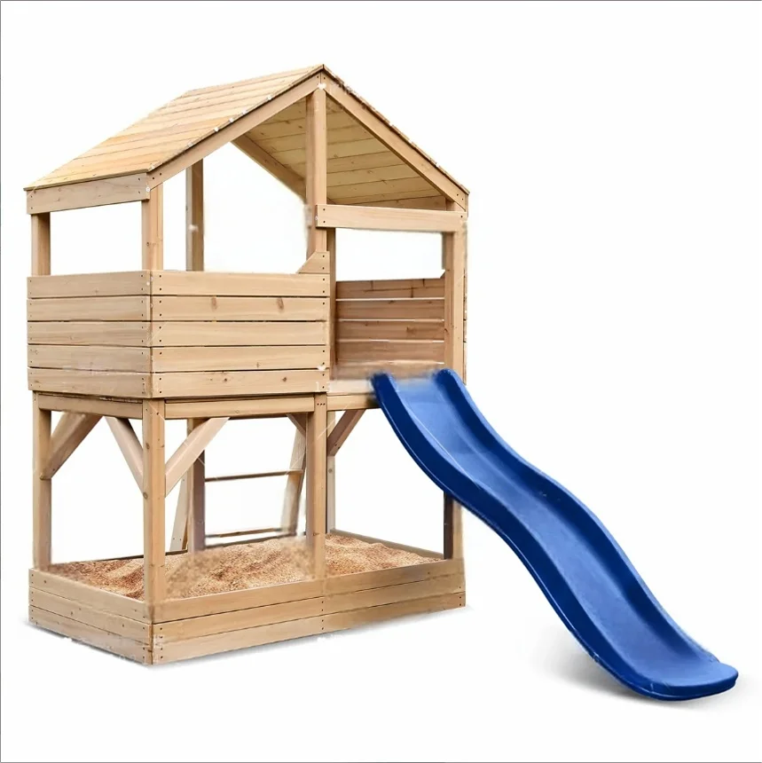 Simple Modern Children's Wooden Customizable  Cubbyhouse Train Playhouse with Waterproof Feature for Kids for Home Backyard