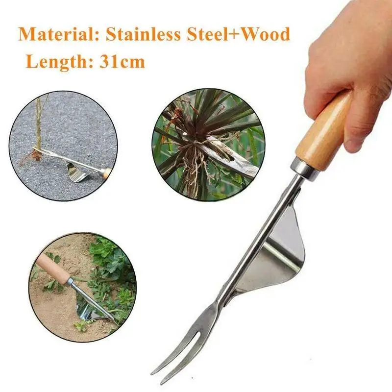 

1Pc Hot Selling Practical Model Wooden Hand Weeder Removal Machine Steel Root Extractor Long Handle Garden Tool Weed Puller