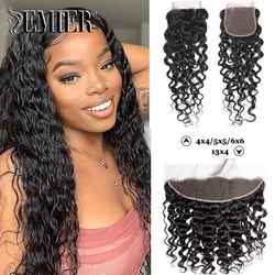 Water Wave 13x4 Lace Frontal Closure HD Transparent Swiss lace PrePlucked 4x4 5x5 6x6 Brazilian Human Hair Closure For Women