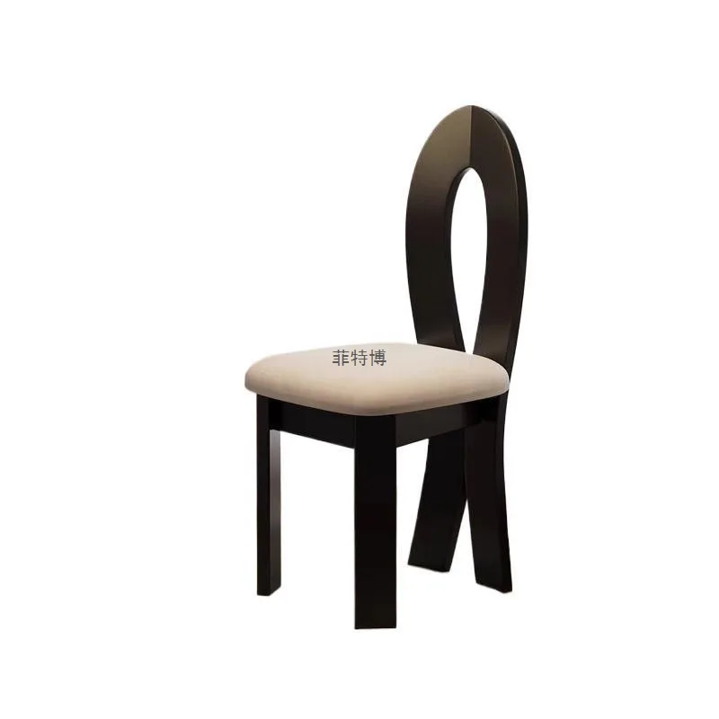 

Retro solid wood dining chair, home backrest chair