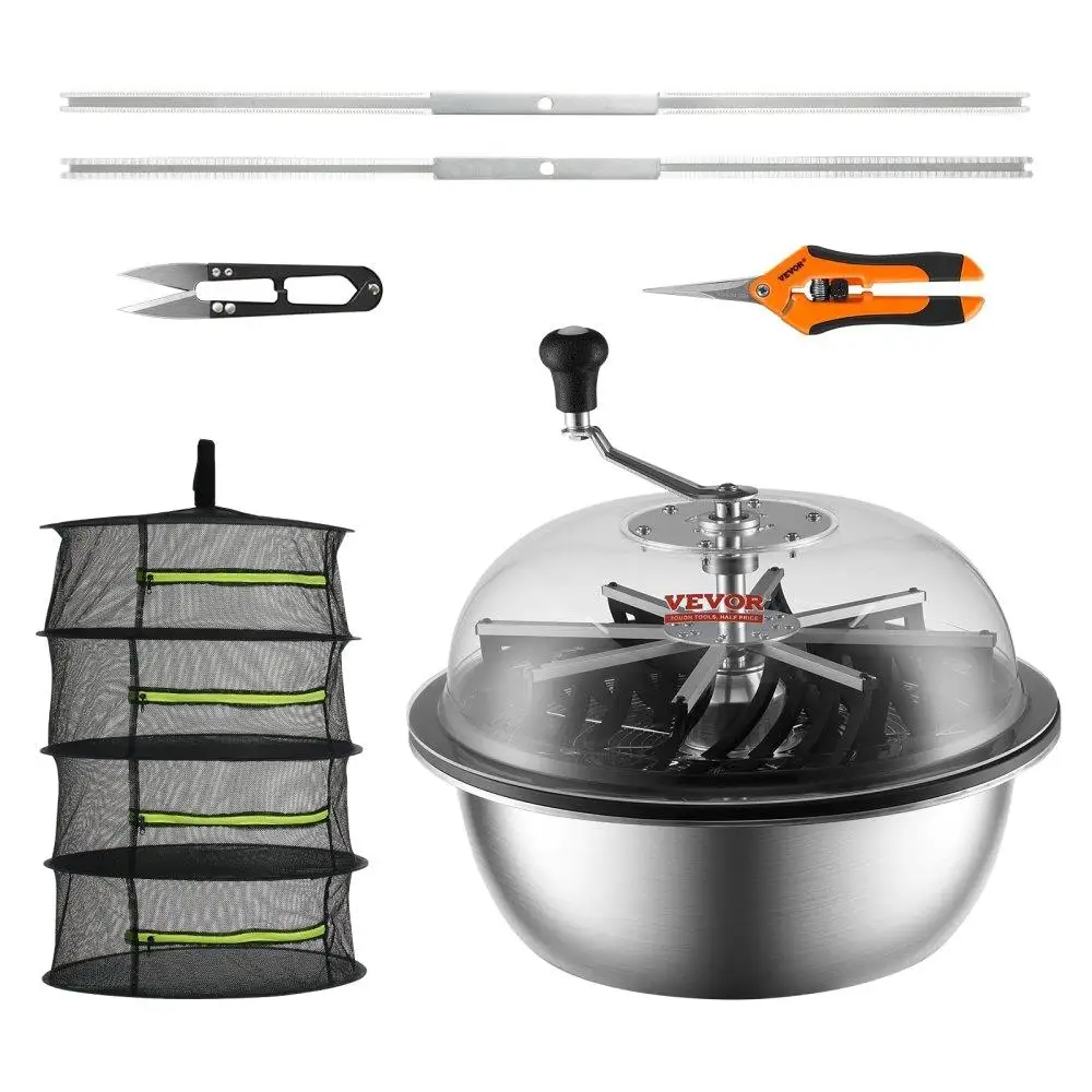 

Manual Leaf Bowl Trimmer with Stainless Steel Blades Clear Dome Foldable Drying Rack Hand Pruner for Herb Cutting