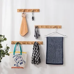 Nordic Bamboo Wall Storage Coat Rack with Hooks Clothes Hat Robe Key Hanger Organizer Holders for Back Door Hallway Furniture