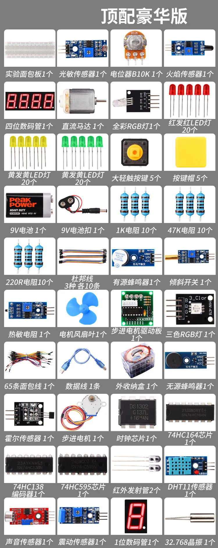 UNO R3 Starter-Kit für Arduino Komplettes Anfänger-Lernset mit Sensoren, Motoren, LCD-Display und Projekt-Tutorial DIY STEM – Detail 7