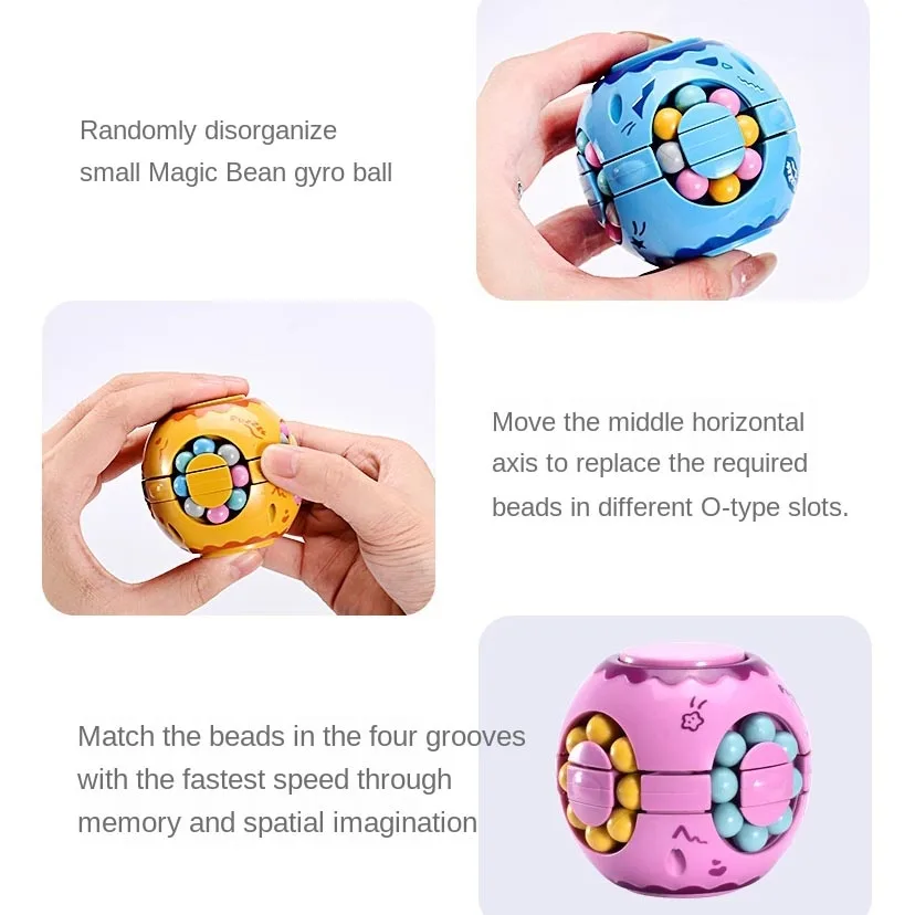 Magic Cube Sensory Toy Fidget Toy Finger Small Magic Bean Burger Cube Puzzle Intelligence Gyro Infinity Fingertip Rotating