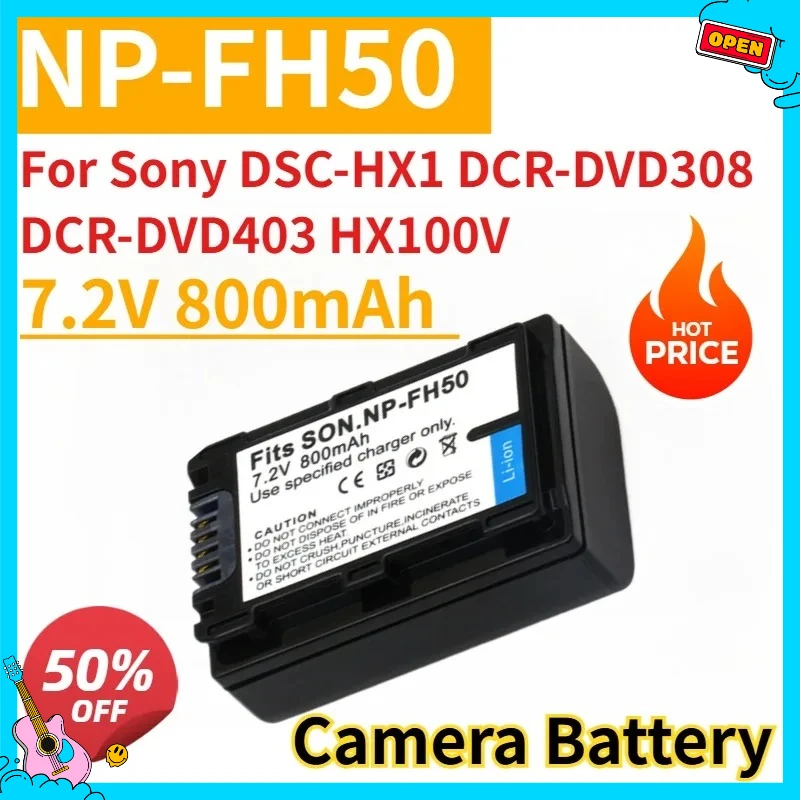 

New Camera Battery NP-FH50 7.2V 800mAh For Sony DSC-HX1 DCR-DVD308 DCR-DVD403 HX100V DSLR A230 A330 DCR-DVD205 DCR-DVD305