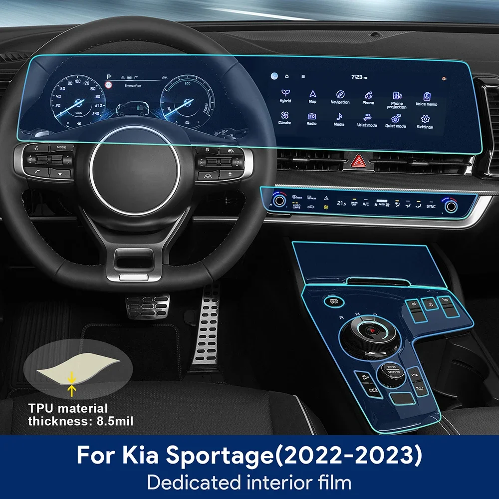 TPU For Kia Sportage NQ5 2022 2023 Car Center Console Media Dashboard Navigation Anti-scratch Protector Interior Film Sticker