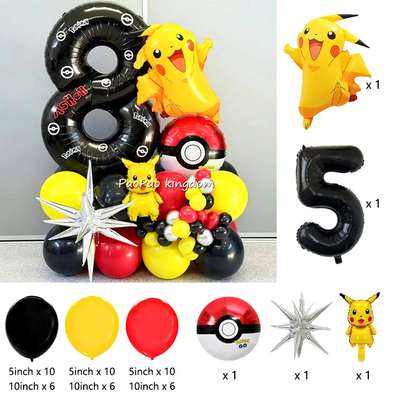 Niedliche Pikachu-Ballons Cartoon-Folienballons Geburtstagsparty-Deko-Set Kinder-Babyparty Feier-Party-Zubehör – Detail 5