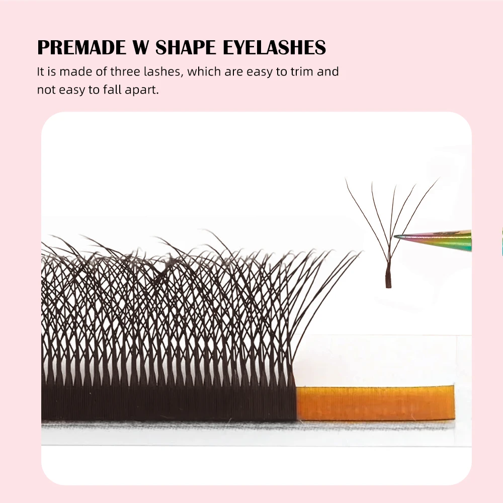 Yelix 5D W Shaped Black Brown Eyelash Extensions Natural Fluffy Soft False Lashes Premade Volume Curl Easy Grafting Professional