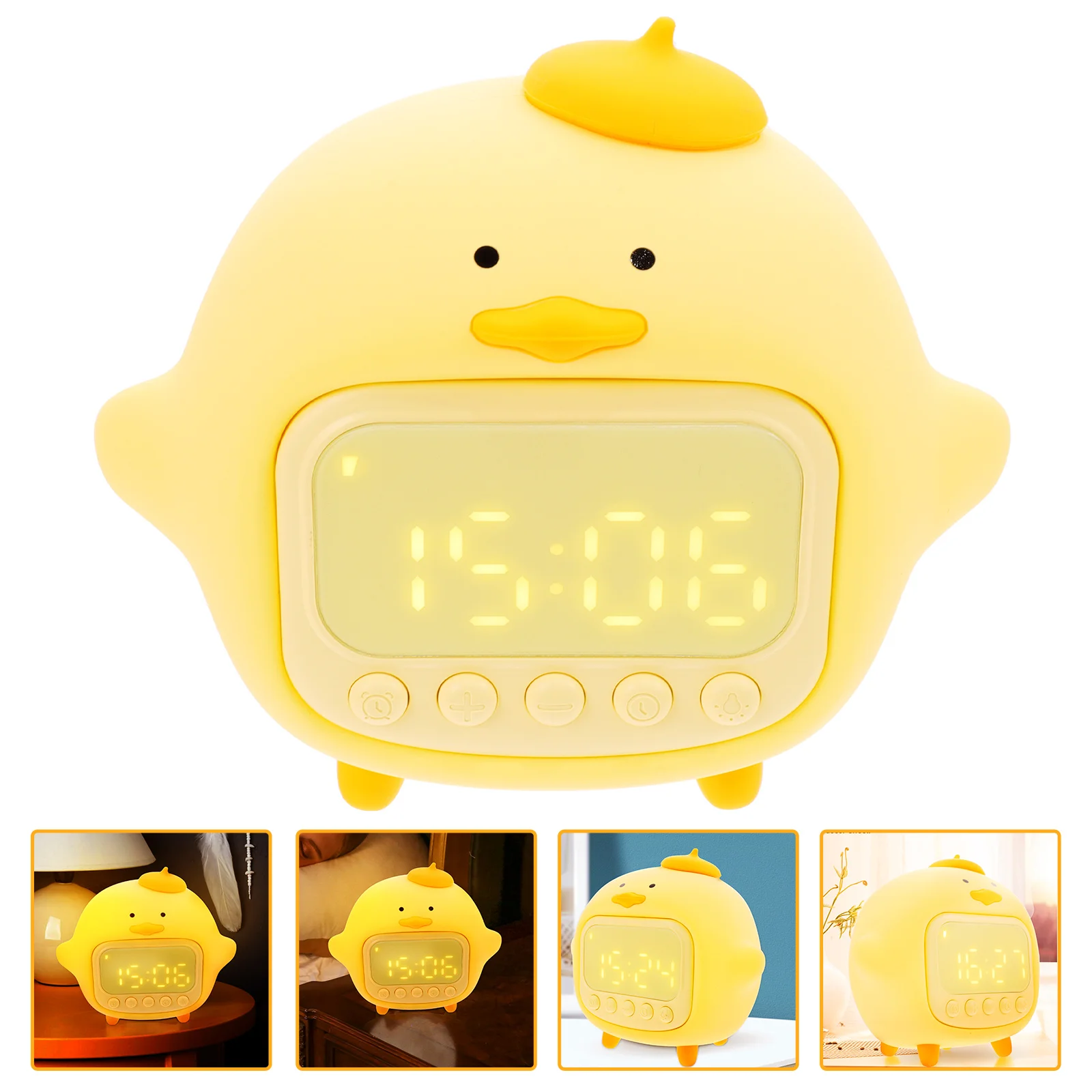 

Cute Shaped Silicone LED Night Lamp Alarm Clock Digital Clock Function Compact Bedroom Decorative Table Light for Home Kids