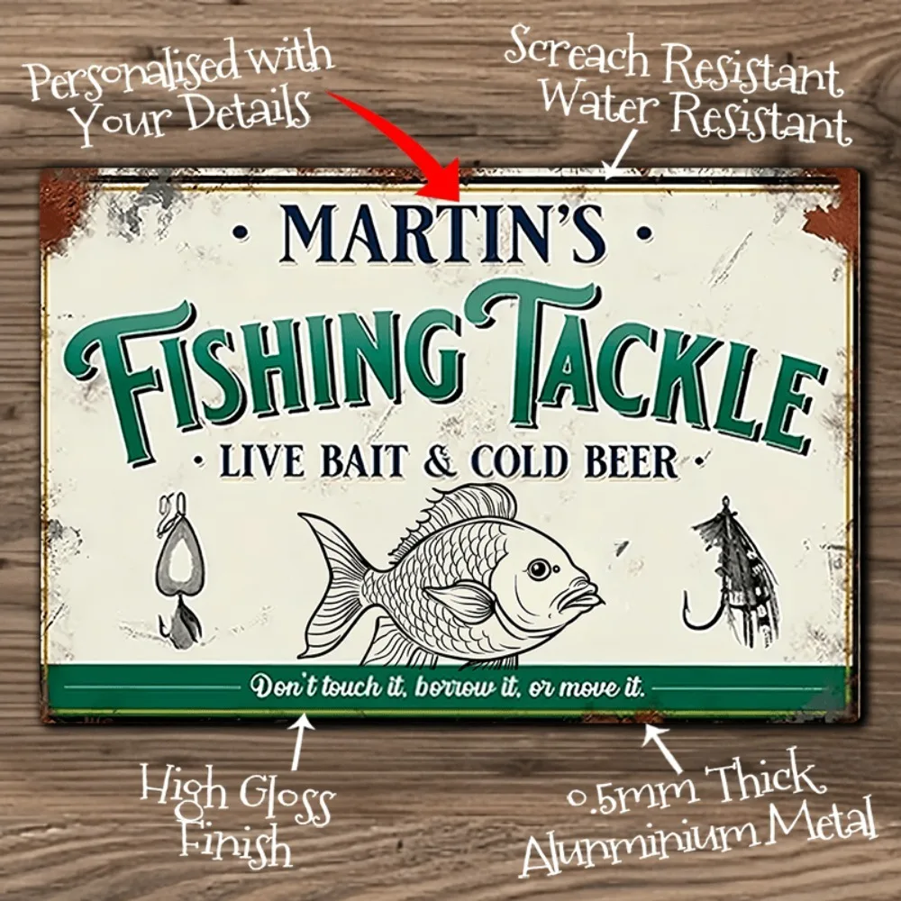 Custom Text Fishing Metal Sign 8x12