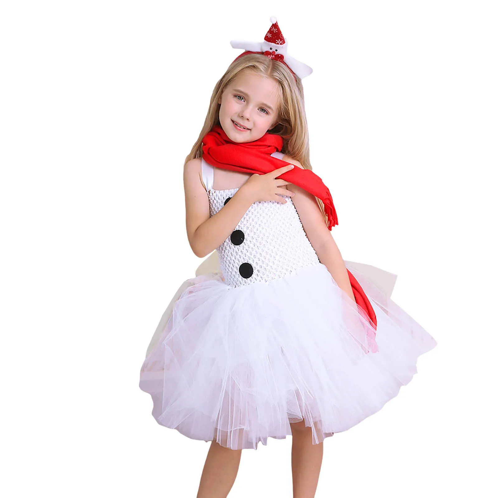 New Cosplay Christmas Costume Kids Princess Dresses Girls Snowman Dress Up Tutu Children\'s Holiday Show Clothes 3-12 Years Old