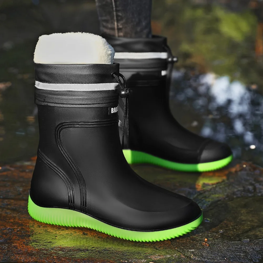 

Men's Women's High-End Rain Boots 2026Closed Rainproof and Waterproof Short and Mid.Calf Length Non-Slip Drawstring Rubber Boots