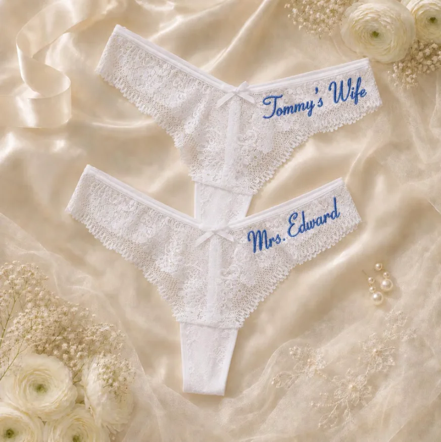 Personalized Lace Bridal Thong, Custom Mrs. Bride Underwear, Wedding Lingerie Keepsake, Gift for the Bride, Mrs Bride Lace Thong