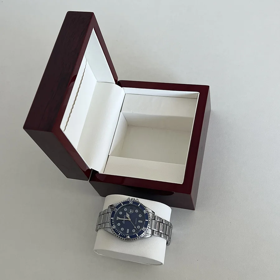 Premium 1 Grid Watch Storage box Wood material Red Paint Jewelry box A lighter Store the best gifts for Christmas