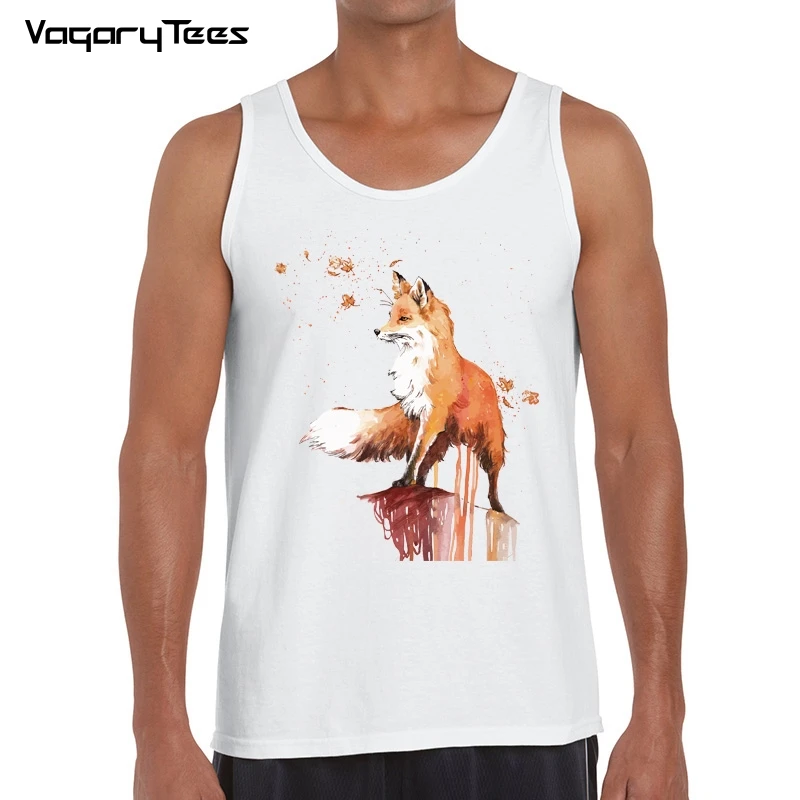 Harajuku Fox Animal Print tank top men Tops Camiseta Feminina graphic vest male Tops Female White casual