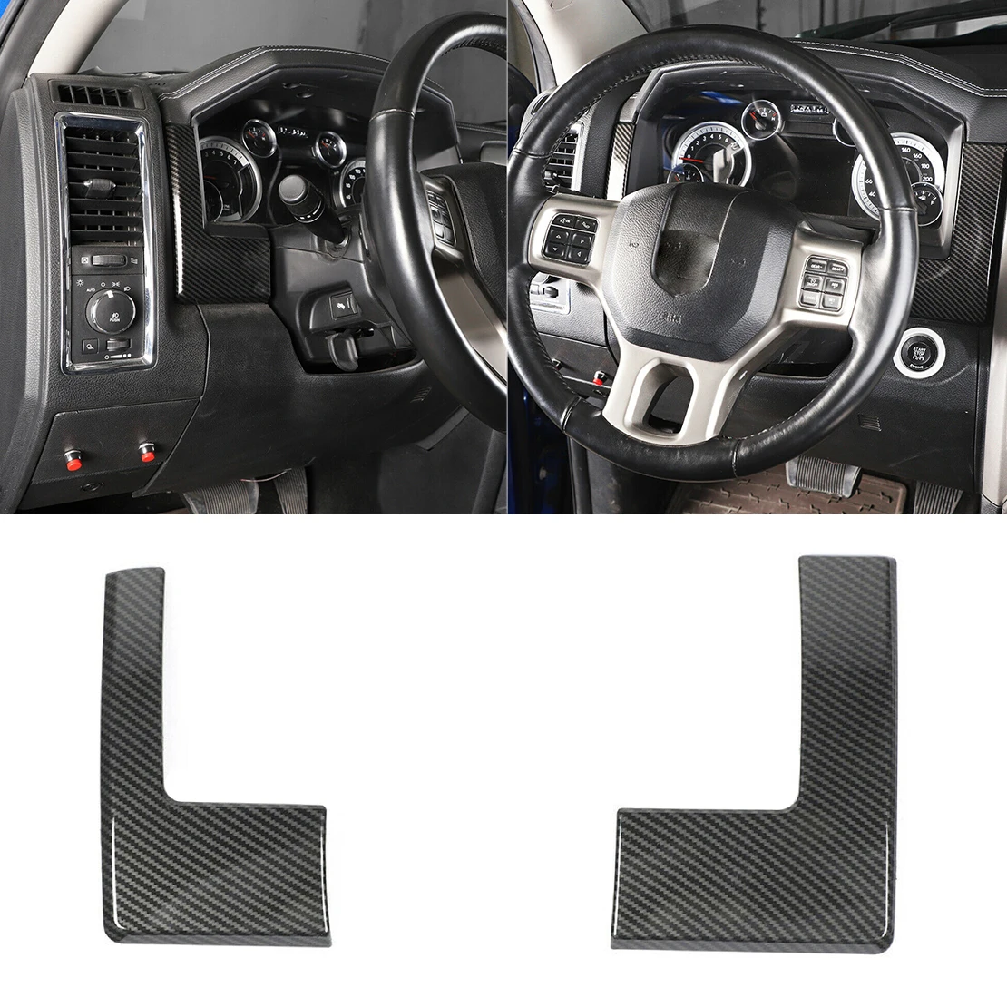 

2 шт., накладка на приборную панель спидометра автомобиля в стиле углеродного волокна, подходит для Dodge RAM 1500 2010-2014 2015 2016 2017