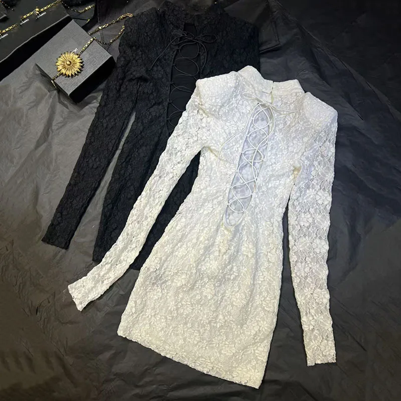 2026 New Dress Collection: Fitted waist, body-hugging silhouette, long sleeves, short hemline. Backless evening cocktail dress.