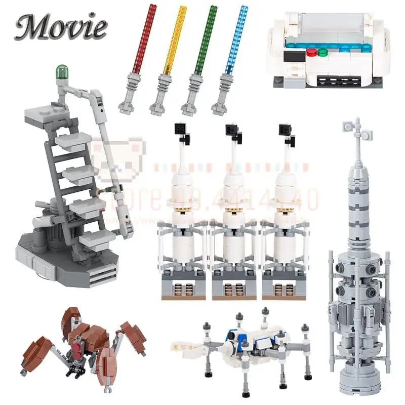 Sci-Fi Movie MOC Building Blocks DIY Crab Robot Ant Droid Lightsword Weapons Bacta Tank Model Assembly Bricks Toys For Kids Gift