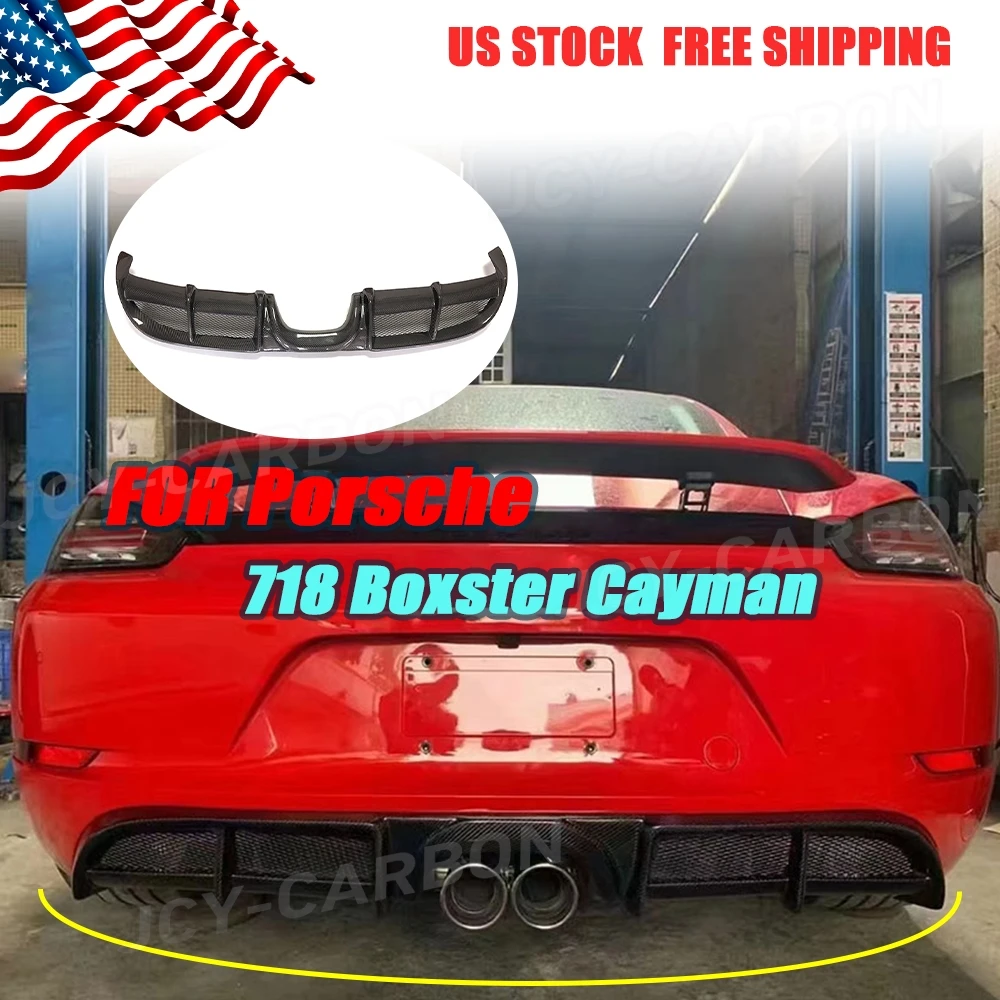 

Carbon Fiber For Porsche 718 Boxster Cayman 2016- 2020 Car Rear Bumper Diffuser Lip Car Accesories