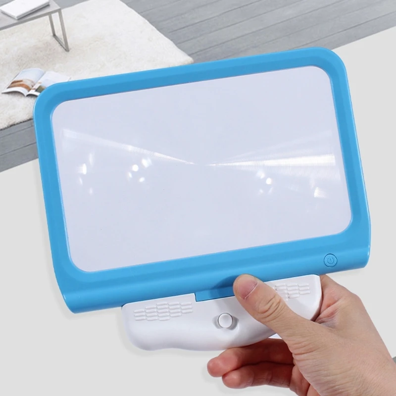 A2UD Magnifying Glass with Light and Stand,Dimmable 48 LED Desktop Magnifier Large Foldable Handheld Magnifying Glass