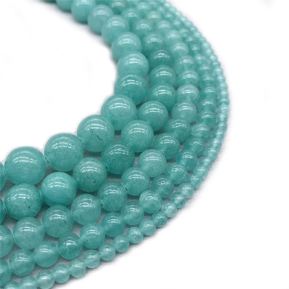 Natürliche Stein Blau Chalcedon Jade Runde Lose Spacer Perlen Für Schmuck Machen /6/8/10/mm DIY Handgemachte Armband Zubehör