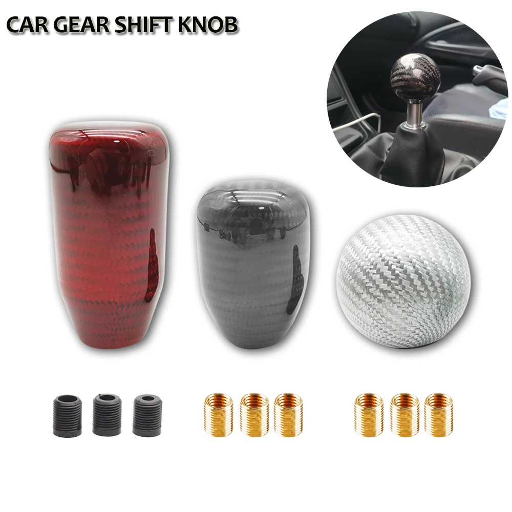 

Newest Car Gear Shift Knob Real Carbon Fiber Shifter Lever Round Ball Shape For Auto Universal Manual Transmission Accessories