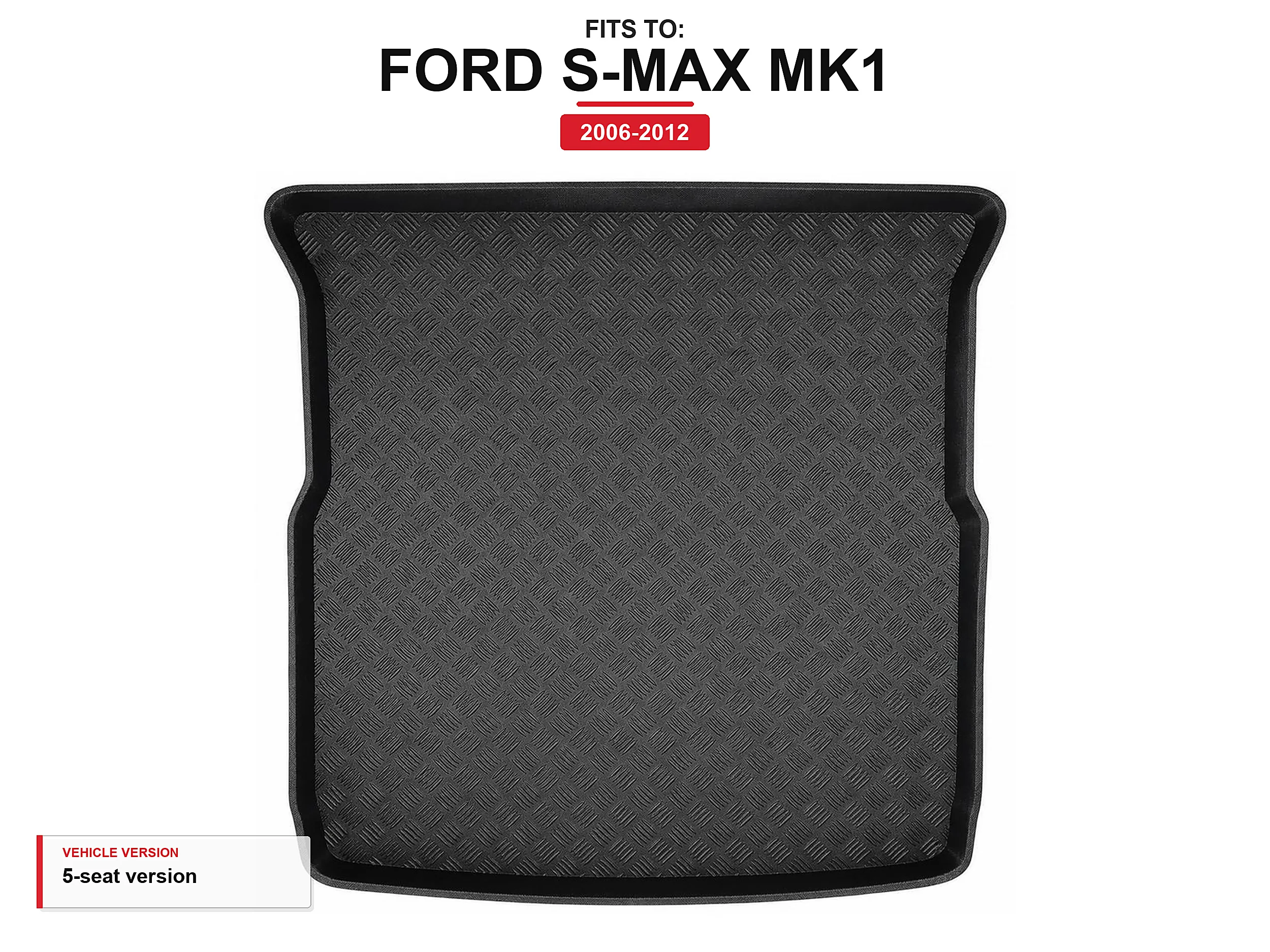 Kofferbakmat met rand voor: Ford S-Max Mk1 2006-2012 5-zits versie