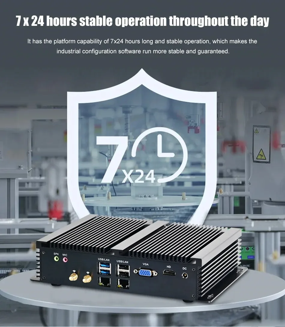 Mini computer industriale senza ventola 6xRS232 Porte COM Core i7-10510U 7510U i5-8260U HD VGA 2xLan 4G SIM Win10 Linux Mini PC robusto