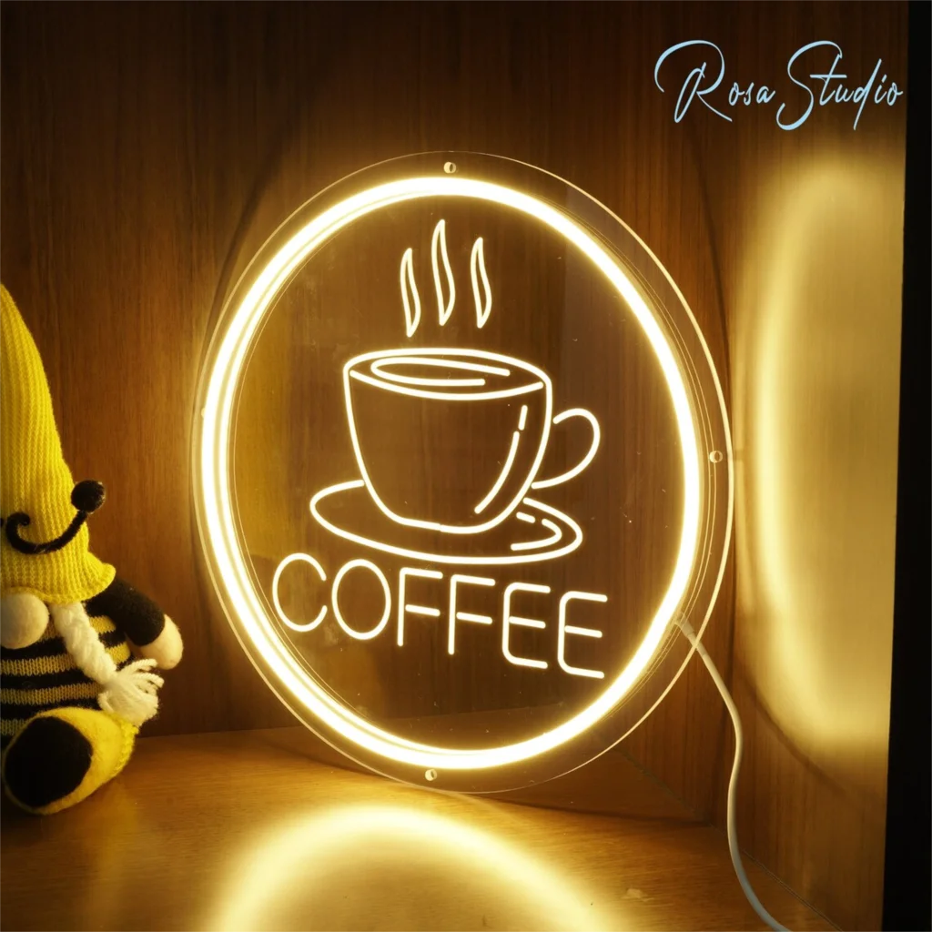 Coffee Neon Sign 3D Carving Neon Lights Custom Business Neon Signs LED Neon Light For Cafes Coffee Restaurant Shop Decoration