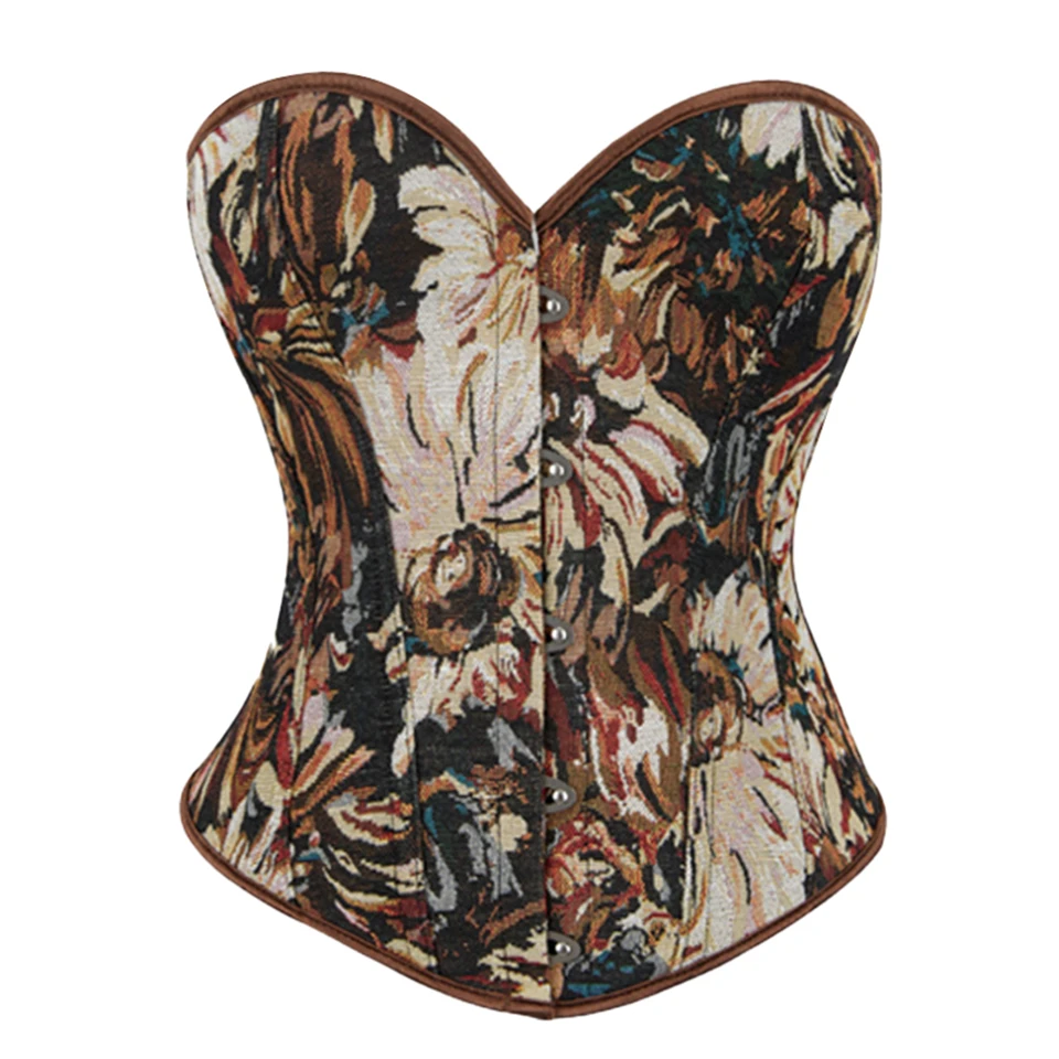 Becirzet Vintage Korsett Taillenformer Shapewear Mehrfarbige Blumen Bustier Top Schnürung Schlankmachende Damenbekleidung – Detail 33