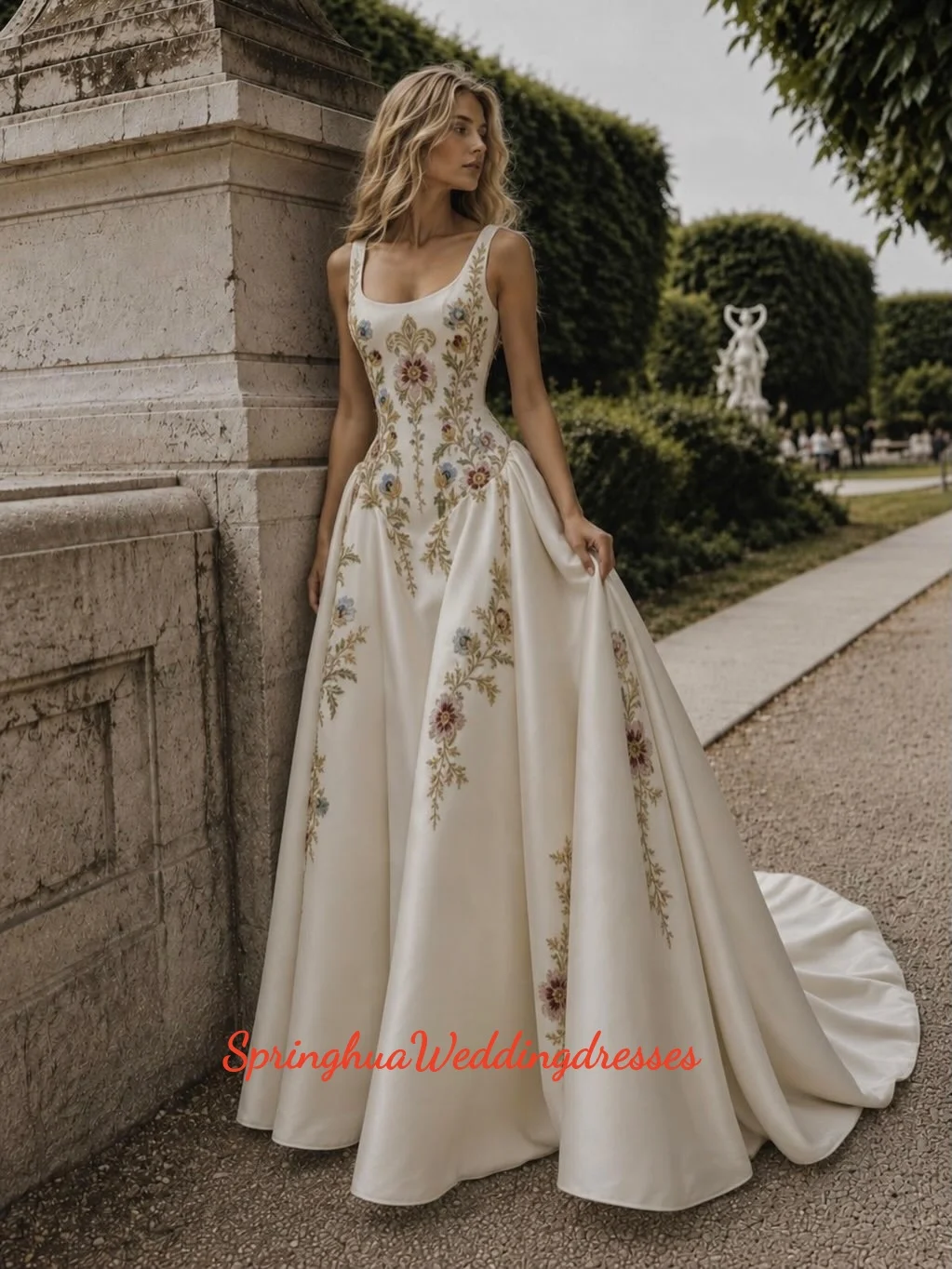 Customized Fabulous Embroidery WeddingDress Bohemian Bridal Gown A Line Lace Up Back for Bride Special Occasion Vestido De Novia