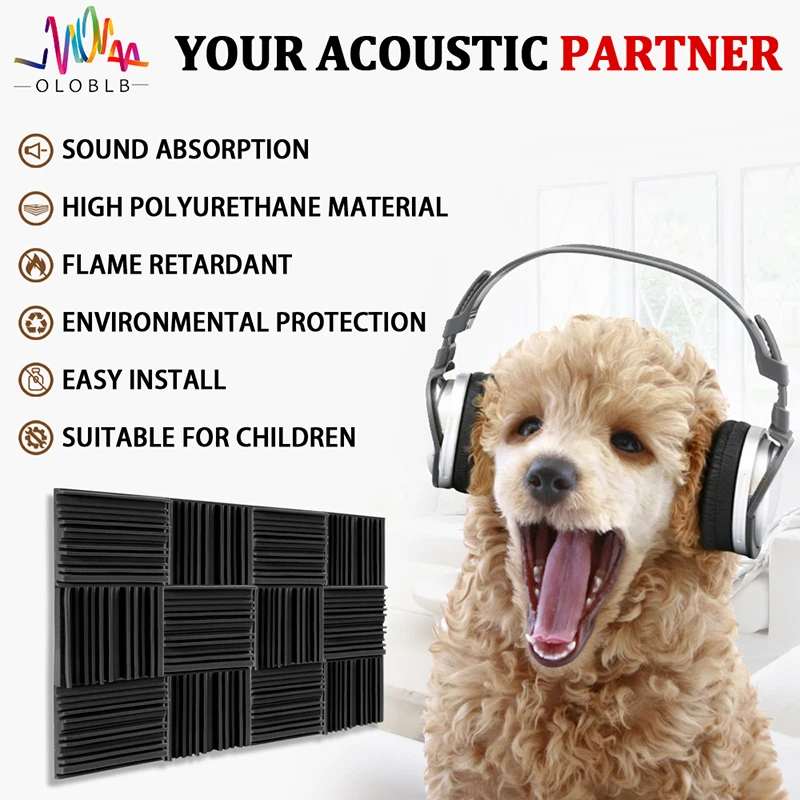 Home Sound Insulation Wall  Panel 6/12/24 Acoust Studio Noie Treatment Protective Foam Panel Wall Sound-Absorbing Board