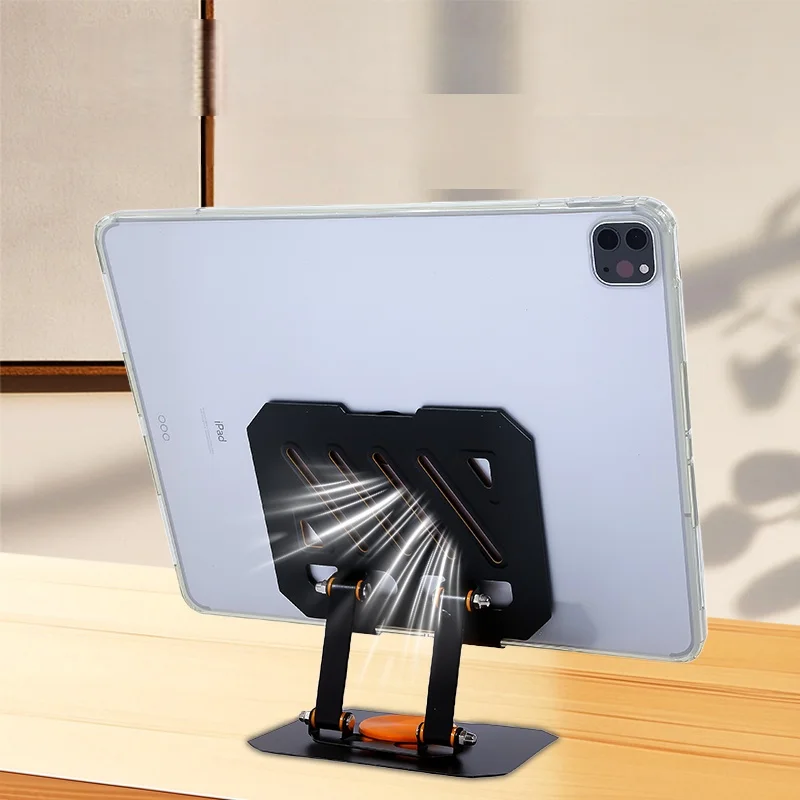 Tablet Holder Stand, Dual Rod Adjustable Metal Desktop Stand, Compatible with IPads, Tablets, Portable Monitors, Phone & More