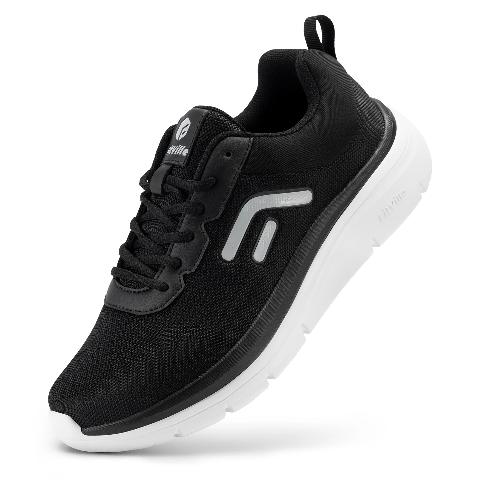 

FitVille Walking Shoes for Men Wide Width Thick sole Lightweight Breathable Sneakers Shoes for Plantar Fasciitis Pain Relief