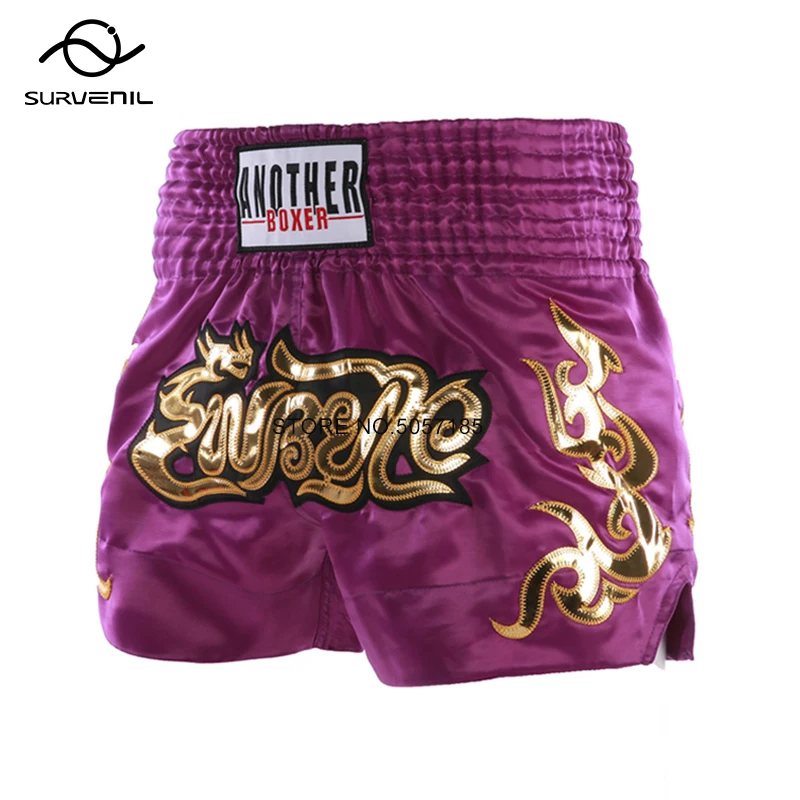 Shorts de boxe profissional muay thai shorts bordados shorts de boxe tailandês para crianças homens mulheres ginásio treinamento mma kickboxing