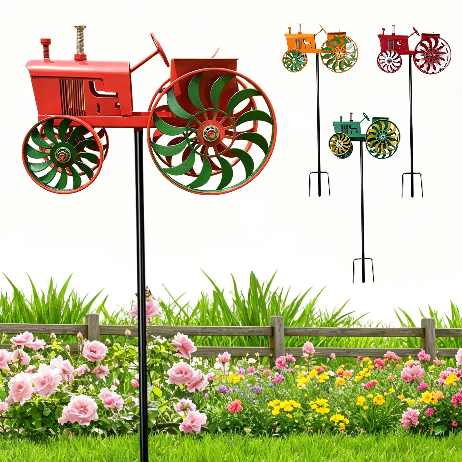 Tractor Wind Spinner Noiseless Unique Outdoor Sculptures Sun- Windmill Decorative Stake for Friends Family for Outdoor