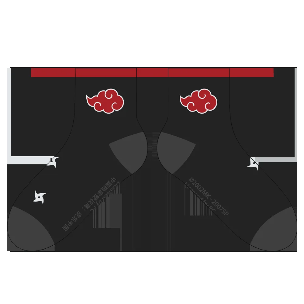 NARUTO Unisex Uchiha Sasuke Konoha Logo Akatsuki Red Cloud Officiële Autorisatie Cosplay Warme Sok Korte Sokken