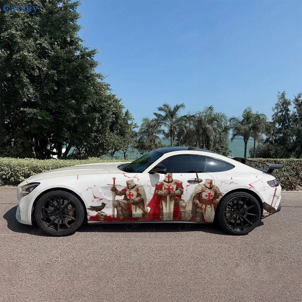 

2pcs.Templar Knight Car Side Wraps, Self-Adhesive PVC Waterproof & Scratch-Resistant Stickers, Car Accessory Gift